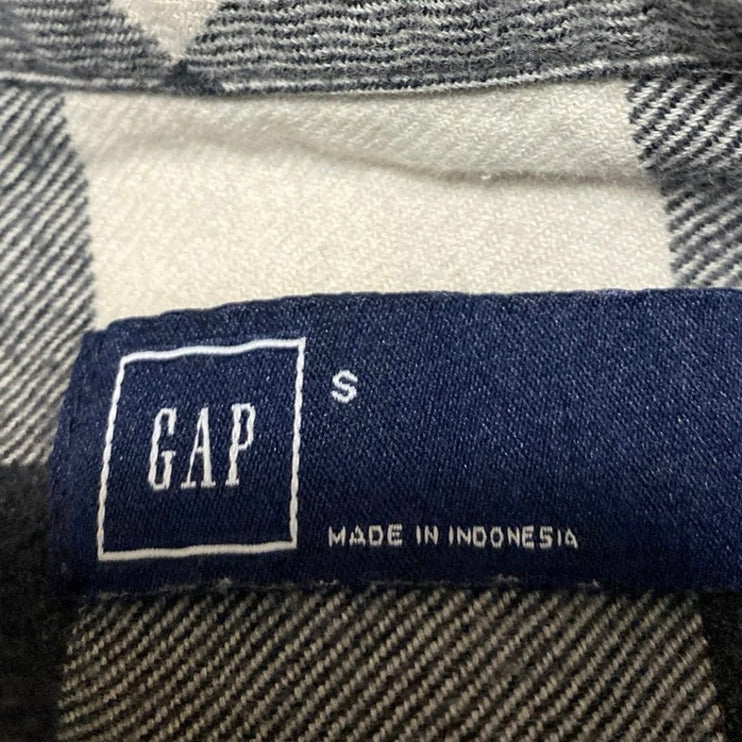 Gap Men's Black White Gingham Check Long Sleeve Button Down Shirt Top Size S