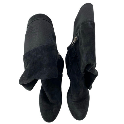 Sam Edelman Women's Black Suede Block Heel Zip Up Round Toe Tall Boots Size 6