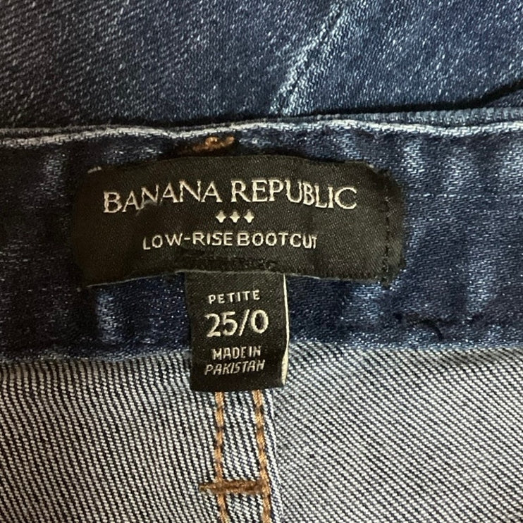 Banana Republic Blue Low Rise Boot Cut Medium Wash Stretch Ankle Denim Jeans 25