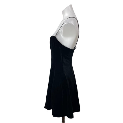 Zara Women's Black Sleeveless Velvet Rhinestone Cami A-line Mini Slip Dress Sz S