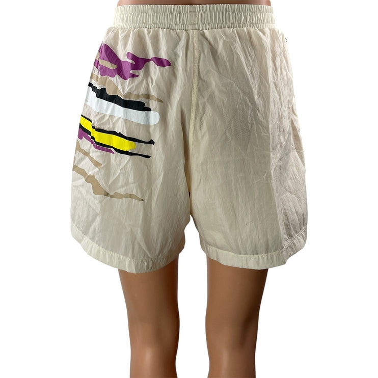 Adidas Original X Thebe Magugu Beige Elastic Waist Graphic Athletic Shorts Sz XS