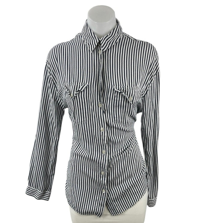 The Kooples James Stripe Collared Long sleeve Button Down Shirt Blouse Top Sz 1