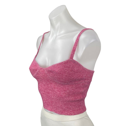 Aritzia Wilfred Pink Wool Cashmere Bustier Ribbed Knit Cami Tank Crop Top Sz XS