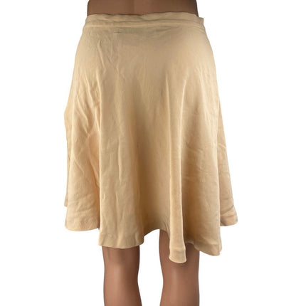 Saks Fifth Avenue Yellow 100% Silk High Waisted Pleated A Line Mini Skirt Sz 10