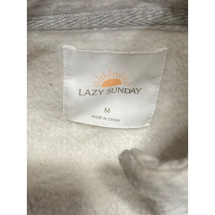 Lazy Sunday Women's Gray Fleece Half Zip Long Sleeve Crop Sweatshirt Top Size M