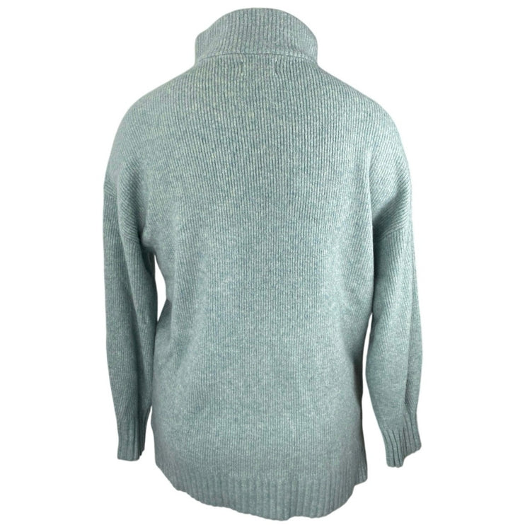 Lou & Grey Women's Green Wool Ribbed Half Zip Turtleneck Long Sleeve Sweater L