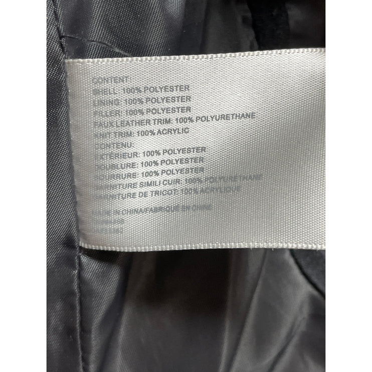 Perry Ellis Portfolio Printtech Black Hooded Puffer Quilted Coat Jacket Size LT
