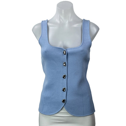NEW Zara Women's Light Blue Sleeveless Knit Button Front Corset Vest Tank Top S