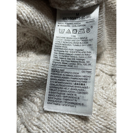 Gap Women's Beige Argyle Cable Knit Long Sleeve Crew Neck Sweater Top Size M