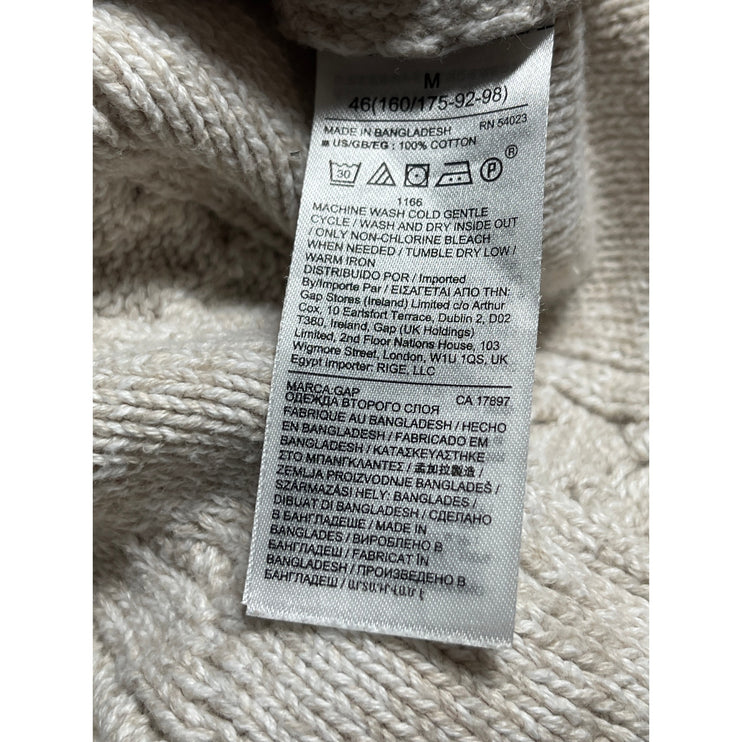 Gap Women's Beige Argyle Cable Knit Long Sleeve Crew Neck Sweater Top Size M
