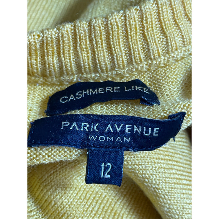 Park Avenue Women's Yellow Cashmere-Like Long Sleeve Knit Sweater Top Size 12