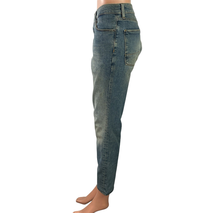 ASOS Men's Blue High Rise Faded Cropped Straight Leg Denim Jeans Pants Size 32