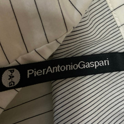 Pier Antonio Gaspari White Black Long Sleeve Striped Belted Button Up Shirt 12