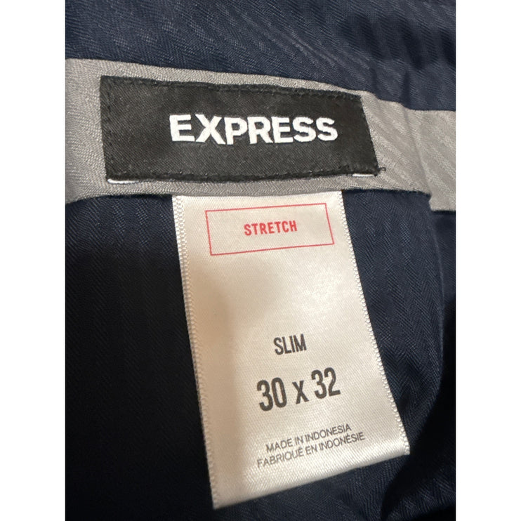 Express Women's Navy Blue Slim Fit Straight High Rise Trousers Pants Size 30x32