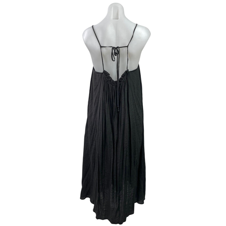 Hyfve Black Sleeveless Pleated Plisse Ruffle Cami Tank Shift Midi Dress Size S