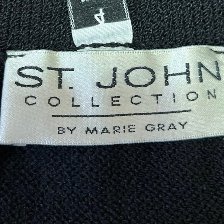 St. John Collection By Marie Black Elastic Waist Straight Pencil Midi Skirt Sz 4