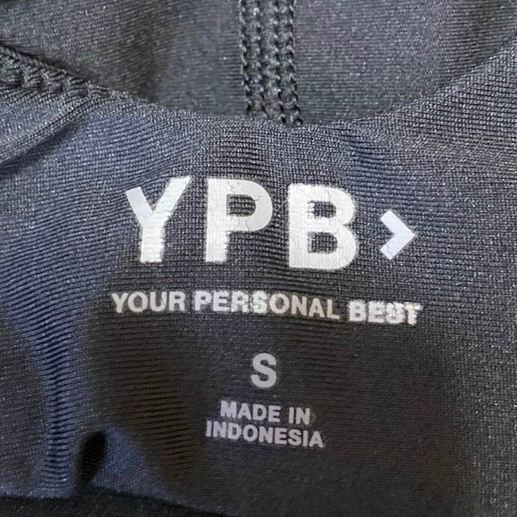 Abercrombie & Fitch YPB Black Sleeveless Zip Up Activewear Crop Tank Top Size S