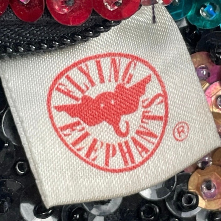 Flying Elephants Sequin Beaded Sparkly Fish Crossbody Purse Mini Bag Size OS