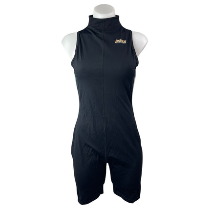 Prince Women's Black Sleeveless Mock Neck Zip Athletic Activewear Romper Size M