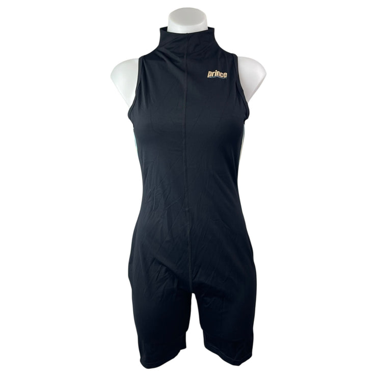 Prince Women's Black Sleeveless Mock Neck Zip Athletic Activewear Romper Size M