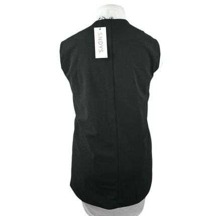 NEW Sndys Brooklyn Women's Black Sleeveless V Neck Midi Vest Jacket Top Size 10