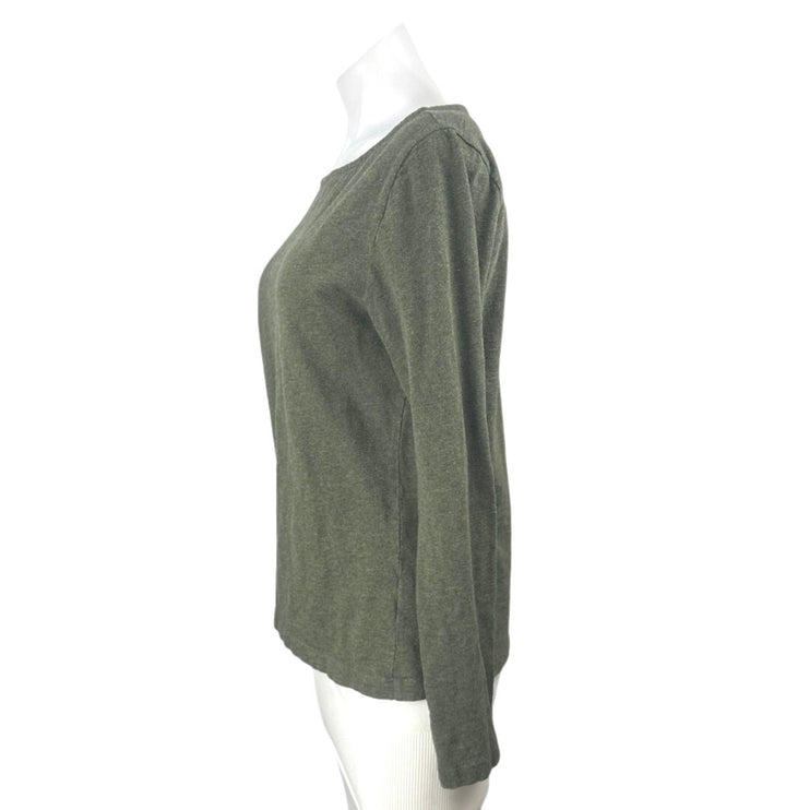 J.Crew Artist Tee Women's Green Long Sleeve Knit Basic Boat Neck T Shirt Top L