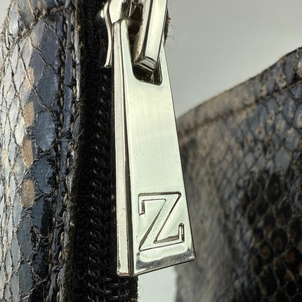 Zara Women's Brown Snakeskin Leather Block Heel Zippper Ankle Boots 39 US 8.5