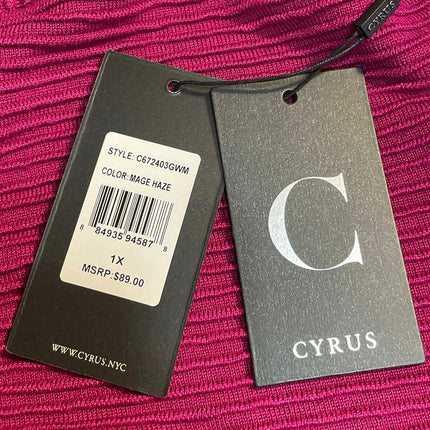 NEW Cyrus Women's Pink Long Sleeve Ribbed Mock Neck Pullover Sweater Size 1X