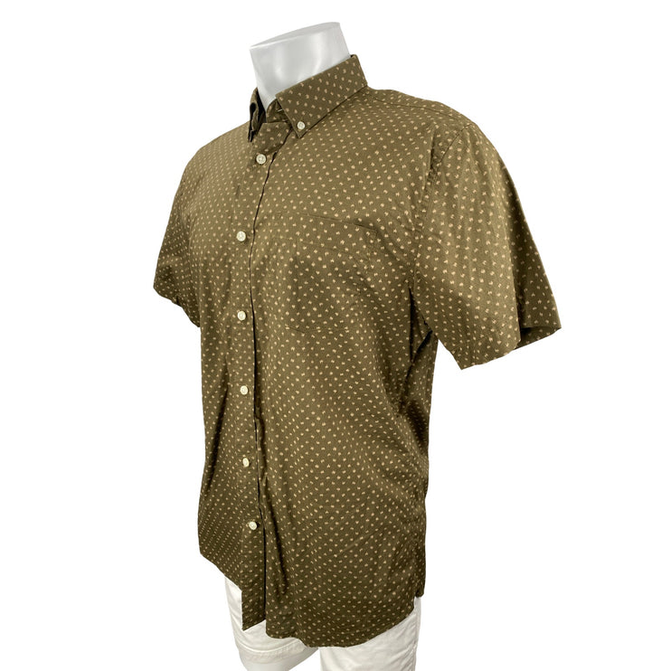 Banana Republic Stretch Soft Wash Mens Olive Green Slim Button Up Shirt Top Sz L