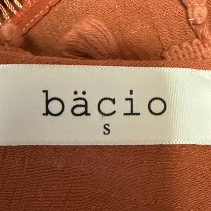 Bacio Brown Pom Pom Tassel Embellished Ruffle Boho Western Blouse Top Size S