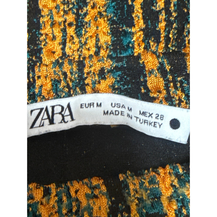 Zara Women's Multicolor Textured Mock Neck Sleeveless Crop Tank Sweater Top Sz M