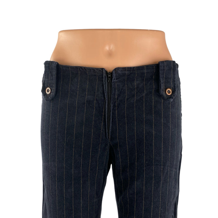 Jus D'Orange Black Striped Mid Rise Bell Bottom Bootcut Flare Trousers Pants S