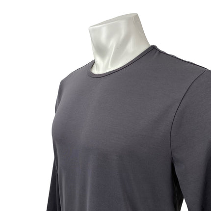 Cuts Men's Dark Gray Curve-Hem Long Sleeve Crew Neck T Shirt Tee Top Size L