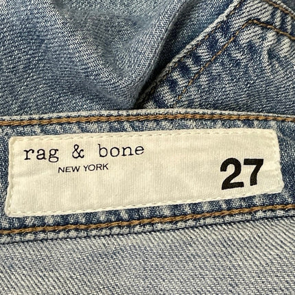 rag & bone Blue High Waist Frayed Raw Hem Straight Wide Leg Denim Jean Pants 27