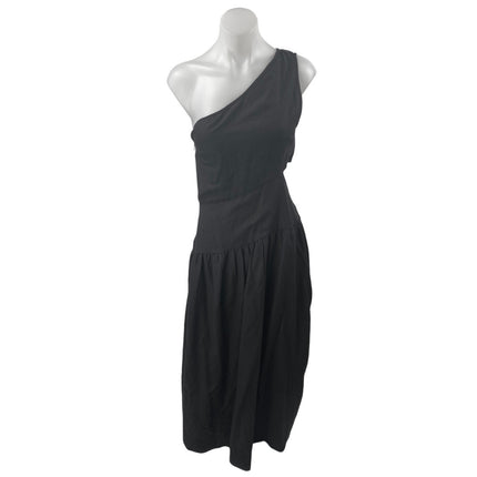Venus Women Black One Shoulder Sleeveless Cutout Waist Midi A Line Dress Size 2