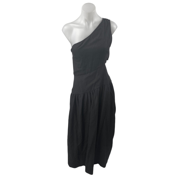 Venus Women Black One Shoulder Sleeveless Cutout Waist Midi A Line Dress Size 2