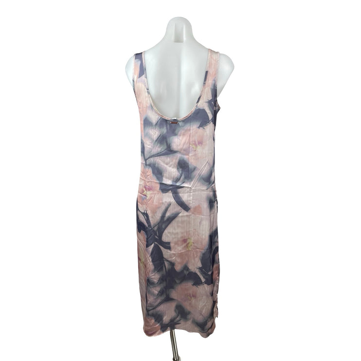 Danskin Purple Pink Floral Sleeveless Scoop Neck Backless Tank Midi Dress Size S