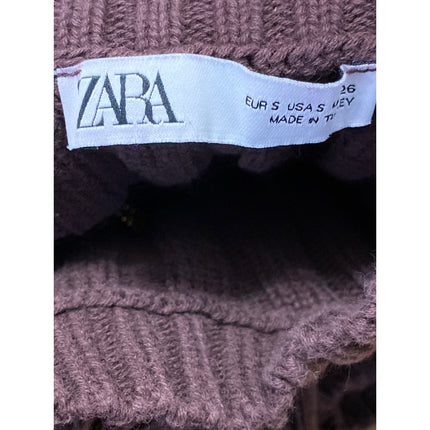 Zara Women's Brown Sleeveless Ribbed Knit Crew Neck Sweater Tank Top Size S