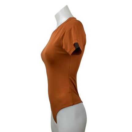 House of Harlow 1960 Women's Rust Orange Crew Neck Short Sleeve Bodysuit Top S