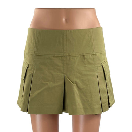 Zara Women's Green High Waisted Pleated A Line Cargo Skort Skirt Shorts Size S