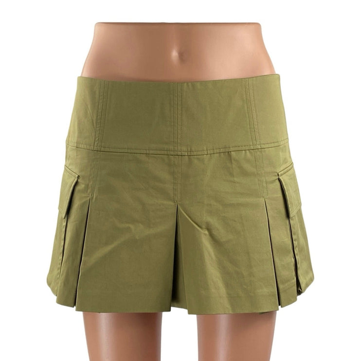 Zara Women's Green High Waisted Pleated A Line Cargo Skort Skirt Shorts Size S