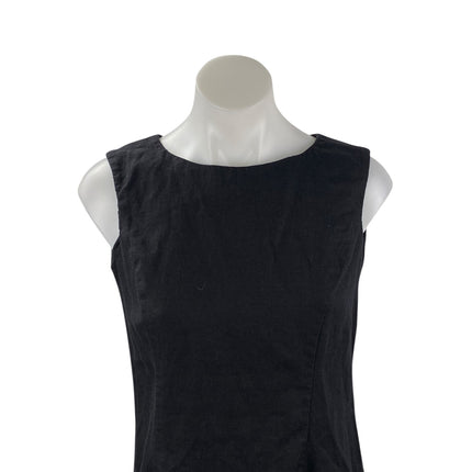 Coldwater Creek Women's Black Linen Sleeveless Tank Mini Shift Dress Size S