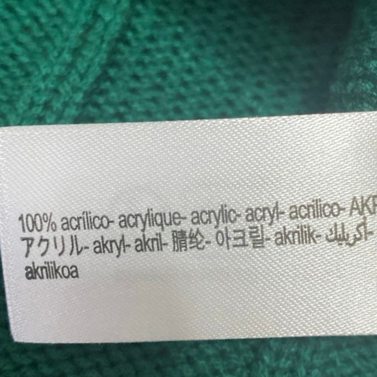 Zara Women's Green Cable Knit V-neck Long Sleeve Sweatshirt Sweater Top Size M