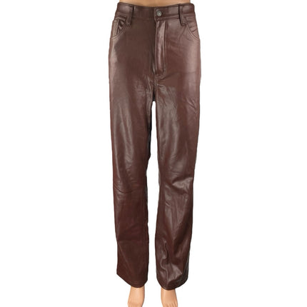 Abercrombie & Fitch The 90s Straight Ultra High Rise Brown Faux Leather Pants 8