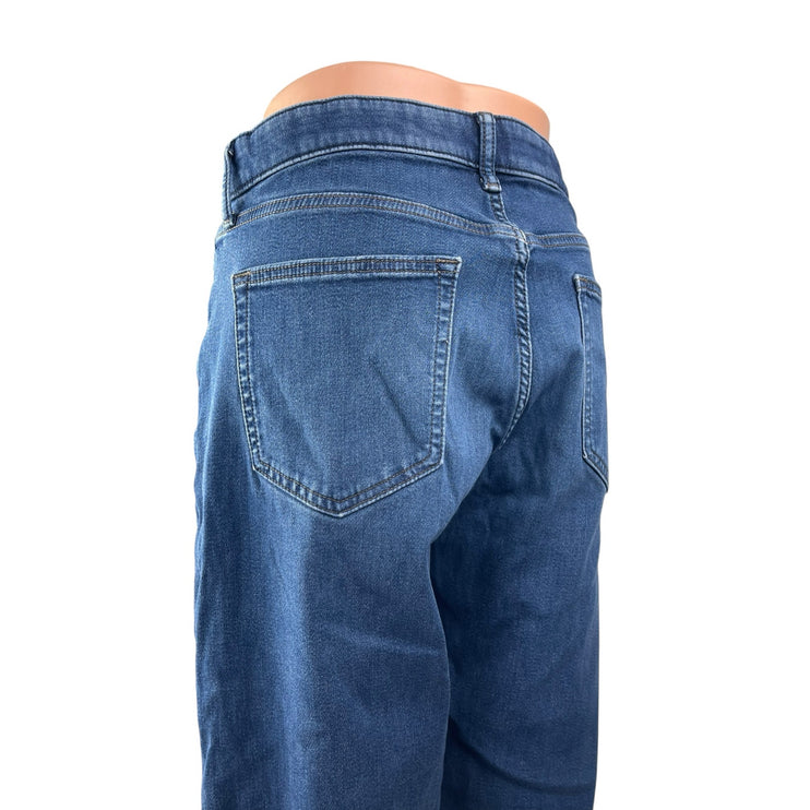 Uniqlo Women's Blue High Waisted Medium Wash Straight Leg Denim Jeans Size L