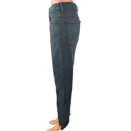 Mother The Insider Crop Step Fray Faded Black Flared Bootcut Denim Jeans Size 30