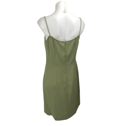 Vintage Barami Green Sleeveless Striped Seam Stitch Cami Tank Mini Slip Dress 8