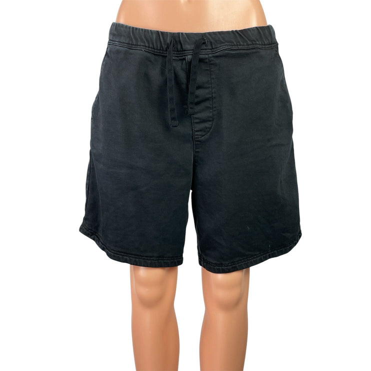 Zara Women's Black Drawstring High Rise Wide Leg Bermuda Casual Shorts Size M