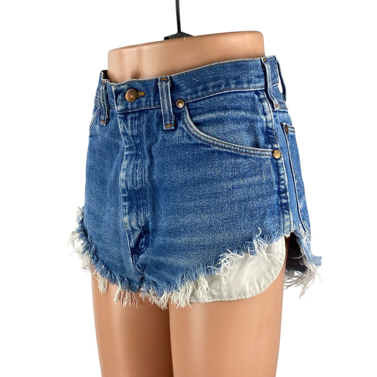 Wrangler Daisy Dukes Womens Blue Raw Frayed Hem High Rise Cutoff Denim Shorts 31