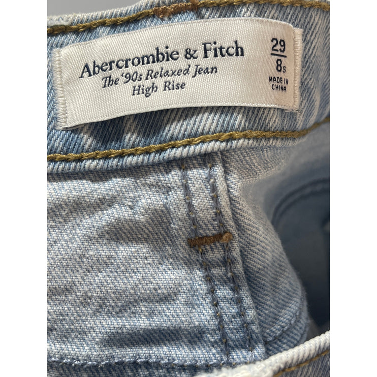 Abercrombie & Fitch 90's Relaxed Blue Straight High Waist Denim Jeans Pants 29